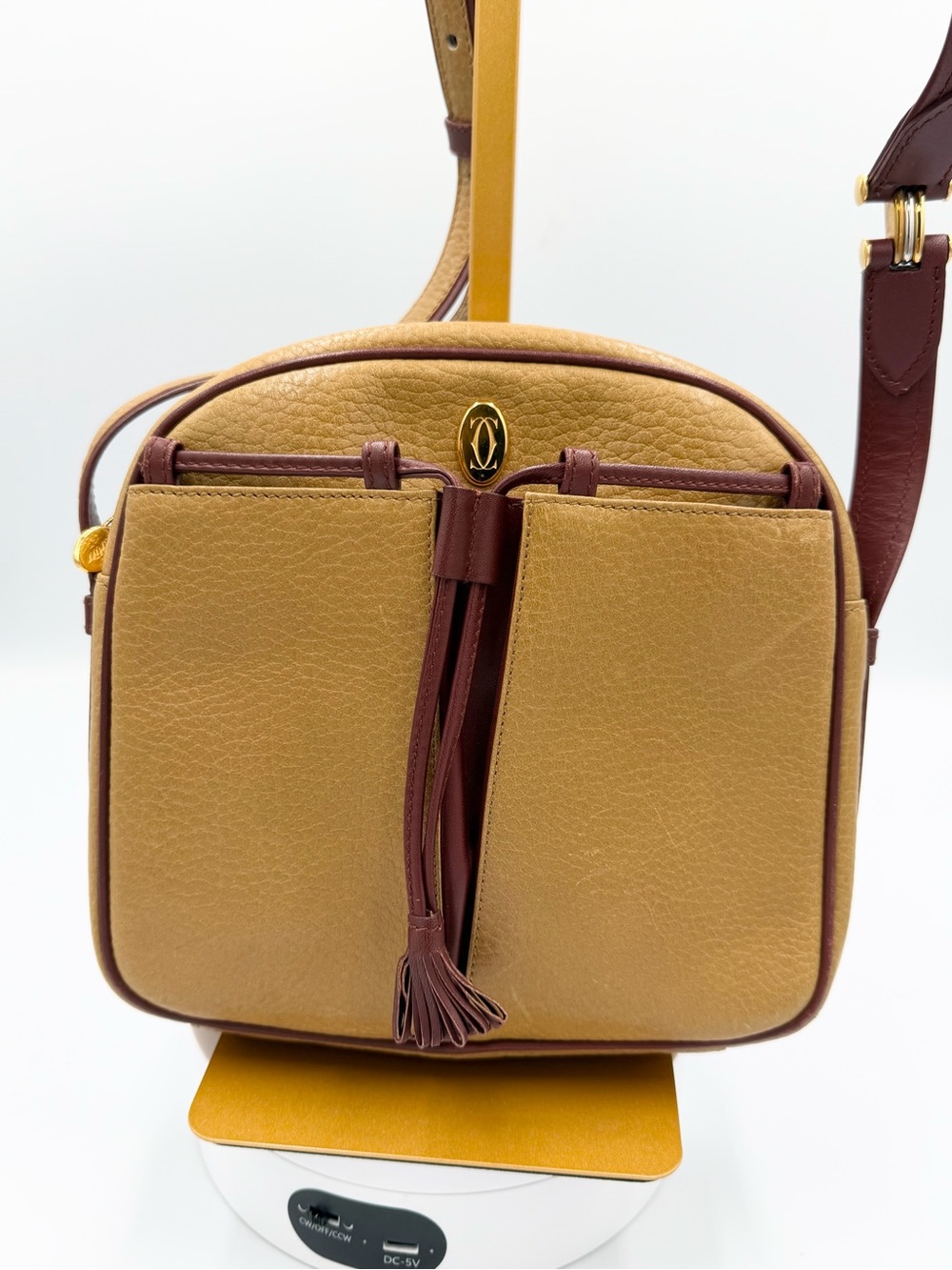 pre-owned Cartier Must De Tan and Brown Leather Crossbody Bag With COA